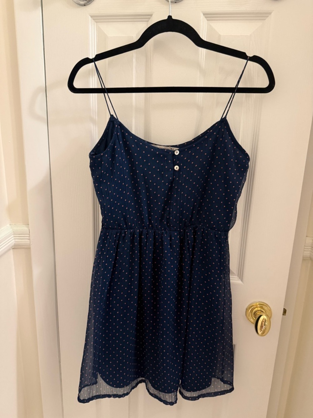 Zara Navy Blue Mini Dress with Pink Polka Dots